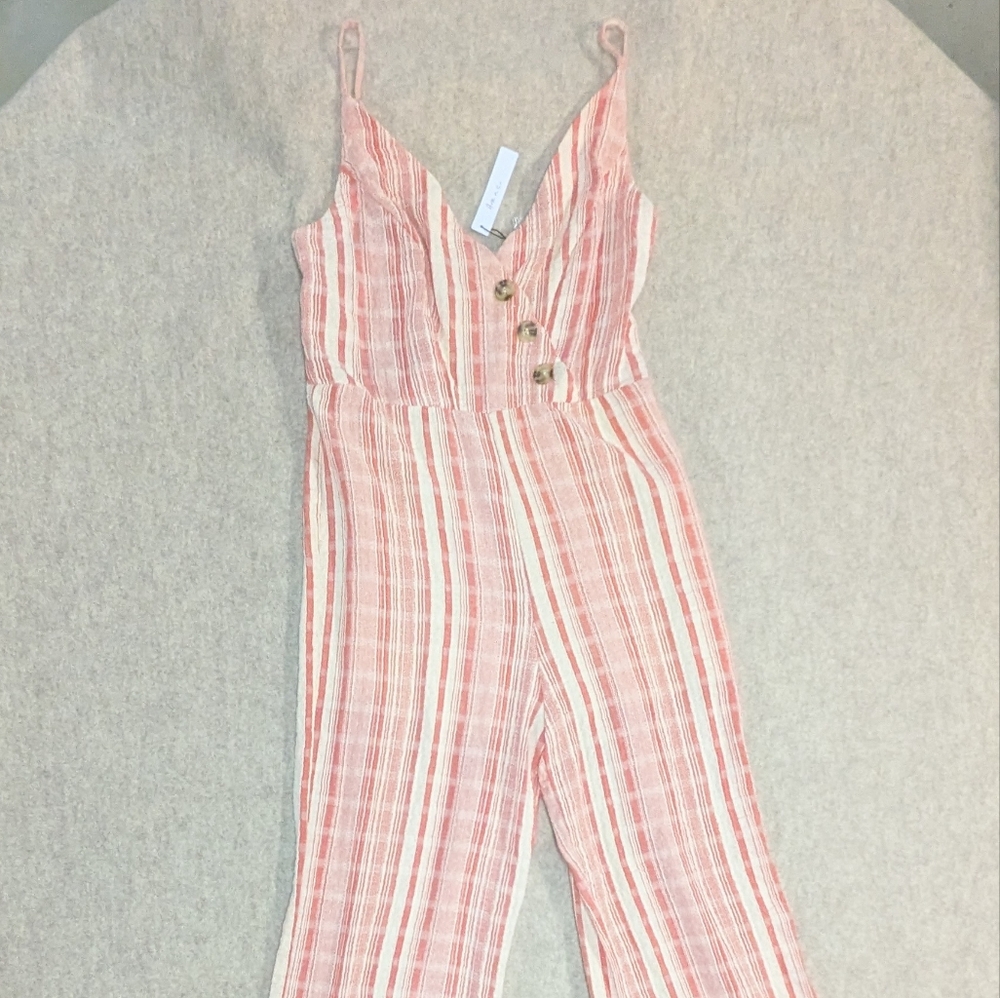 NWT* Striped Pink Casual Jumpsuit From Arc NC Size Women's Medium
